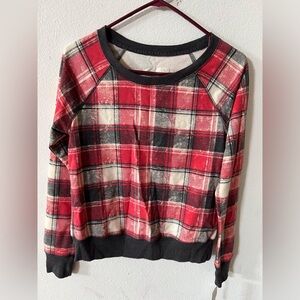 Brand New Mossimo Supply Co Long Sleeve Red/Black Checkered Top